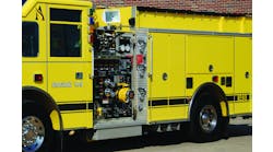 The three folding steps at the front of the body of this unit meet the NFPA 1901 standard and yet you have to ask the question: Where are we going when we get to the top step?