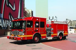 THE NEWARK, NJ, FIRE DEPARTMENT has placed into service three Ferrara custom pumpers built on Ferrara Ember chassis powered by Cummins ISL-425 engines. Each apparatus features a 1,500-gpm Hale Qmax pump, 750-gallon poly water tank, Fire Research InControl pressure governor, Akron Apollo monitor, On Scene Solutions LED compartment lights and Whelen warning and scene lighting. The units are assigned to Engine Companies 15, 26 and 29. THE NEWARK, NJ, FIRE DEPARTMENT has placed into service three Ferrara custom pumpers built on Ferrara Ember chassis powered by Cummins ISL-425 engines. Each apparatus features a 1,500-gpm Hale Qmax pump, 750-gallon poly water tank, Fire Research InControl pressure governor, Akron Apollo monitor, On Scene Solutions LED compartment lights and Whelen warning and scene lighting. The units are assigned to Engine Companies 15, 26 and 29.
