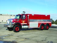 THE WEST END VOLUNTEER FIRE DISTRICT in DeBorgia, MT, has taken delivery of a Danko Excel 3,000-gallon tanker built on an International 7500 chassis. Components include a 330-hp International Maxx Force engine, Darley HE 34BSD pump, Task Force Tips Tornado electric remote monitor, Hannay reel, FoamPro 1600 foam system, Newton dump valves, 3,000-gallon Fold-A-Tank and Whelen LED lighting.