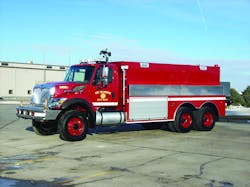 THE WEST END VOLUNTEER FIRE DISTRICT in DeBorgia, MT, has taken delivery of a Danko Excel 3,000-gallon tanker built on an International 7500 chassis. Components include a 330-hp International Maxx Force engine, Darley HE 34BSD pump, Task Force Tips Tornado electric remote monitor, Hannay reel, FoamPro 1600 foam system, Newton dump valves, 3,000-gallon Fold-A-Tank and Whelen LED lighting.
