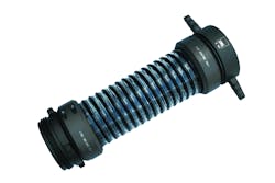 AWG FITTINGS has announced the Flex-Lite lightweight PVC suction hose, designed to be 16% lighter with a 24% tighter bend radius. The clear PVC hose allows for visual indication of water movement. The couplings are made of aircraft aluminum are hard coated to military specifications and can easily be removed in the field with standard Allen wrench. All-metal (no plastic) collars secure the hose and include beveled edges for easy loading into apparatus. Metal roller bearings are in the swivels (no plastic).