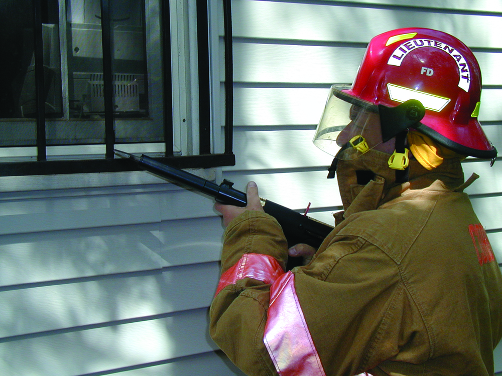 The POW&bull;R&bull;ENTRY breaching tool from IMLCORP has reengineered chisels for greater durability. Its specially designed powder-actuated drive mechanism and cutting heads enable firefighters to safely break through door handles and locks, padlocks and security bars with 30,000 pounds (13,600 kg.) per square inch of force at the point of contact for rescues and access to blocked areas. POW&bull;R&bull;Entry generates no flashes or explosions, and no parts leave the tool.