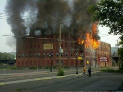 Fire conditions just prior to arrival of the first fire apparatus. Fire conditions just prior to arrival of the first fire apparatus.