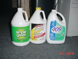 The experiment was conducted using three commonly used multi-purpose cleaners and degreasers. The experiment was conducted using three commonly used multi-purpose cleaners and degreasers.