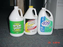 The experiment was conducted using three commonly used multi-purpose cleaners and degreasers. The experiment was conducted using three commonly used multi-purpose cleaners and degreasers.
