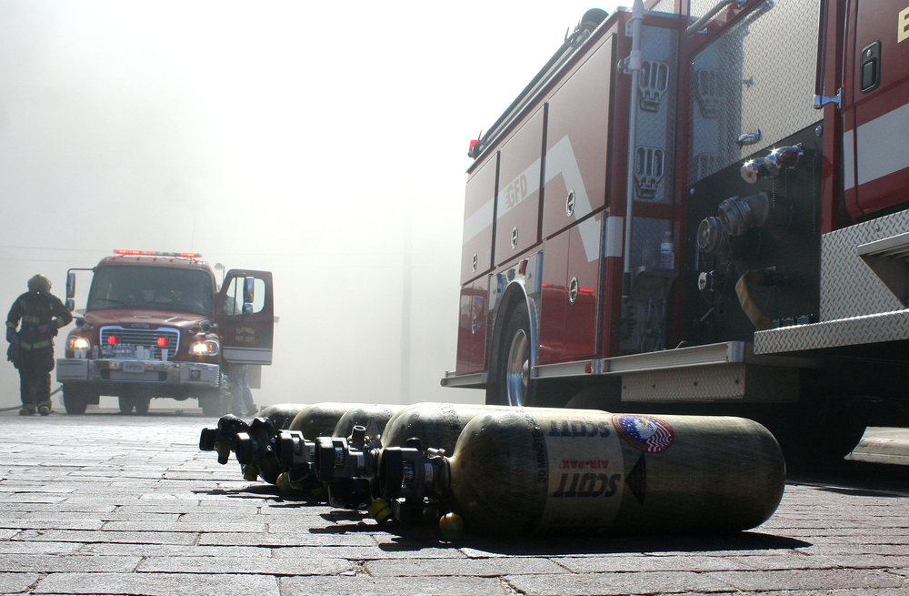 Empty bottles after fighting intense fire.