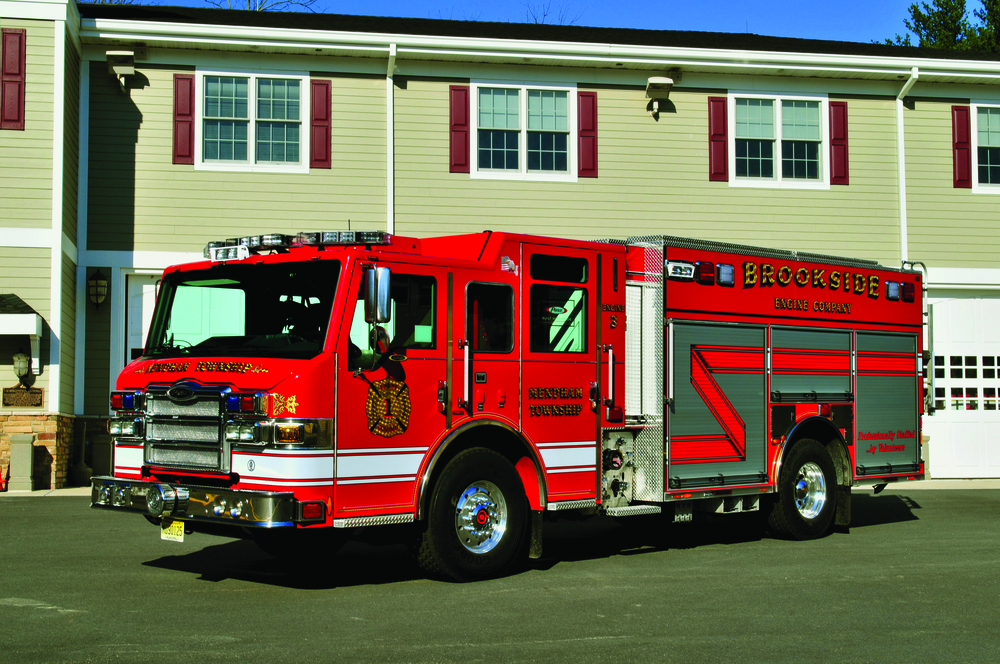 THE BROOKSIDE FIRE COMPANY in Mendham Township, NJ, has taken delivery of a Pierce Velocity PUC apparatus equipped with a 500-hp Cummins ISM engine, 1,500-gpm pump, 750-gallon water tank, 25-gallon foam tank, Husky foam system, 10-kilowatt Harrison generator, Whelen LED lighting package and 6,000-watt Will-Burt Night Scan light tower.