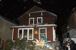 Engine 4 entered to find heavy smoke conditions and fire in the stairway, kitchen, dining room, and rear hall leading to the bedrooms. Engine 4 entered to find heavy smoke conditions and fire in the stairway, kitchen, dining room, and rear hall leading to the bedrooms.