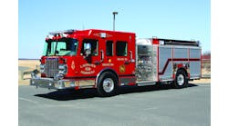THE LAURENCE HARBOR FIRE DISTRICT in Old Bridge, NJ, has placed in service a Toyne rescue pumper built on a Spartan Gladiator chassis. Components include 425-HP Cummins ISL engine, 2,000-gpm Hale Qmax pump, 750-gallon UPF poly tank, Hale Foam Logix 5.0 A/B foam system, Elkhart Scorpion monitor, Fire Research In Control 400 pressure governor and 20-kilowatt Onan generator.