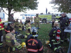 Firefighters train at the Montgomery County Fire Academy (PA) in October 2010, where similar exercises will take place for this year's Safety Week. Firefighters train at the Montgomery County Fire Academy (PA) in October 2010, where similar exercises will take place for this year's Safety Week.