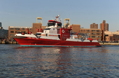 The 140-foot, 500-ton fireboat is considered the first of its kind and the FDNY claims it is the largest in the world.