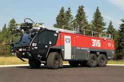 This Rosenbauer Panther 6x6 Aircraft Rescue Firefighting vehicle (ARFF) is featured as Sentinel Prime in &apos;Transformers 3: Dark of the Moon.&apos;