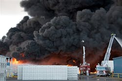 Firefighters battle a fire at the Macro Plastics Plant in Fairfield, Calif., on July 26. Firefighters battle a fire at the Macro Plastics Plant in Fairfield, Calif., on July 26.