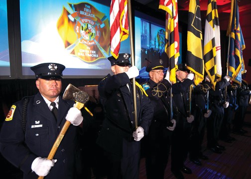 The color guard opens Firehouse Expo in Baltimore.