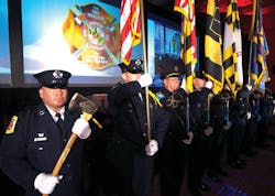 The color guard opens Firehouse Expo in Baltimore.