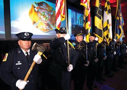 The color guard opens Firehouse Expo in Baltimore. The color guard opens Firehouse Expo in Baltimore.
