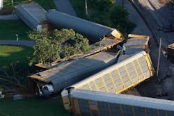 A CSX train carrying a load of new cars derailed on June 30. A CSX train carrying a load of new cars derailed on June 30.