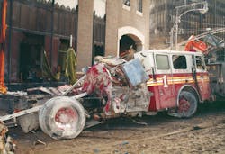 Engine 1 was one of the 18 engine companies severely damaged or destroyed after the collapse.
