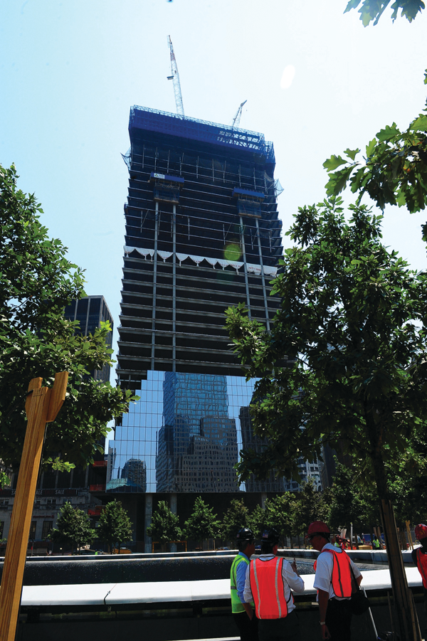 The new 4 WTC will be a 64-story office building built on the same site as the original 4 WTC, across the street from Engine 10 and Ladder 10.