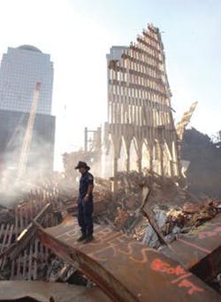 Rescue workers continue their efforts at the World Trade Center on Oct. 5, 2001. Rescue workers continue their efforts at the World Trade Center on Oct. 5, 2001.