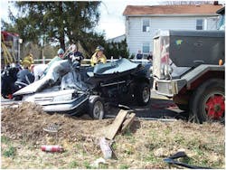 Photo 1. The involvement of commercial vehicles will tax the capabilities of rescuers. Photo 1. The involvement of commercial vehicles will tax the capabilities of rescuers.
