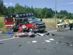 Two medics and a patient were hurt when the medic unit and a minivan collided in Beaverton Thursday afternoon.