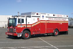 DECONTAMINATION (DECON) ENGINES Twenty-five engine companies have been trained to the hazardous materials operations level as well as in specialized decontamination. Their purpose is to support hazmat operations, and to perform decontamination for responders and exposed civilians. Level B suits, a tent and decontamination equipment are carried in the associated ladder company’s Rapid Response Vehicle. DECONTAMINATION (DECON) ENGINES Twenty-five engine companies have been trained to the hazardous materials operations level as well as in specialized decontamination. Their purpose is to support hazmat operations, and to perform decontamination for responders and exposed civilians. Level B suits, a tent and decontamination equipment are carried in the associated ladder company’s Rapid Response Vehicle.
