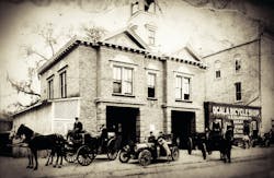 The City of Ocala, FL, Fire Department was established in 1885, when the city&rsquo;s volunteer firefighters were organized into a career department. This photo taken in 1915 shows the department&rsquo;s first motorized apparatus, a chief&rsquo;s buggy. The following year, all apparatus were motorized and the fire horses were given to the Sanitation Department to pull garbage wagons.