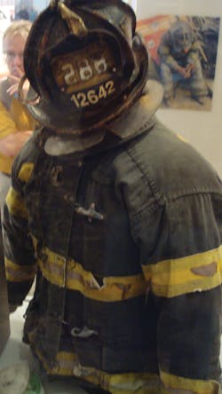 Jonathan Ielpi’s turnout clothing on display in the Tribute WTC Visitor Center. Jonathan Ielpi’s turnout clothing on display in the Tribute WTC Visitor Center.