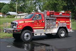 Brush Engine 44 is built on a 2010 Ford F-750 chassis with a heavy duty aluminum body constructed by Rosenbauer Fire Apparatus.