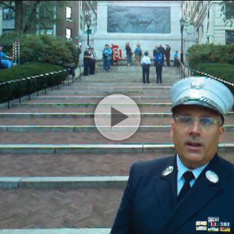 FDNY Lt. Ken Durante talks to Firehouse.com before the ceremony at the NYC Fireman's Memorial on the 10th anniversary of 9/11.
