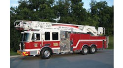 KME has introduced the 109-foot AerialCat rearmount ladder, the newest addition to the steel-ladder line that includes the 79-foot, 100-foot, 103-foot and 121-foot AerialCat apparatus. Mounted on a KME Predator tandem-rear-axle chassis with a 500-hp engine, the ladder is available with an unrestricted 750-pound tip load dry and a 500-pound tip load while flowing 1,500 gpm. The KME ladder is constructed of 100,000-psi steel and engineered with a 2:1 structural safety factor based on a 750-pound NFPA 1901-rated tip load. With the elevation range of &ndash;8 to +80 degrees and a &ldquo;Store Front Blitz&rdquo; monitor, firefighters can perform interior attacks with just the ladder and monitor. In addition, the new apparatus is easy to maneuver with a short wheelbase and 16-foot outrigger stance.