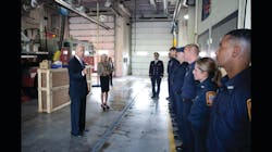 Vice President Joe Biden and his wife surprised crews at Engine 20, Truck 12 in Washington, D.C. on Sunday with coffee, breakfast, and words of thanks.