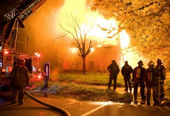 Detroit firefighters battle a blaze on Pennsylvania and Sylvester on Oct. 31, 2010.