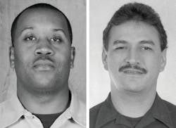 Firefighters Cory Ankum, left, and Edward Stringer died after a roof collapsed while they were battling a three-alarm blaze. Firefighters Cory Ankum, left, and Edward Stringer died after a roof collapsed while they were battling a three-alarm blaze.