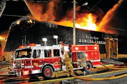 Strasburg Fire Company Engine 5-10-2 pumps water to Truck 5-10 and several handlines at the Garden Spot Bowling Center fire. Strasburg Fire Company Engine 5-10-2 pumps water to Truck 5-10 and several handlines at the Garden Spot Bowling Center fire.