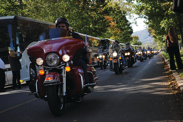 The roar of motorcycles filled the air on Saturday as the Red Helmet ride arrived at the National Fallen Firefighters Memorial.