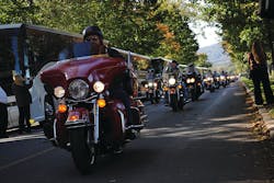 The roar of motorcycles filled the air on Saturday as the Red Helmet ride arrived at the National Fallen Firefighters Memorial.