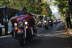 The roar of motorcycles filled the air on Saturday as the Red Helmet ride arrived at the National Fallen Firefighters Memorial.