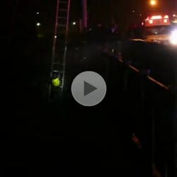 Watch footage of the Buffalo Fire Department rescuing two women and their cats from a storm-swollen creek. Watch footage of the Buffalo Fire Department rescuing two women and their cats from a storm-swollen creek.