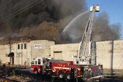 Multiple master streams and handlines were used to control the fire. Multiple master streams and handlines were used to control the fire.