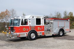 The Freeland, PA, Fire Department placed this 2011 KME 2,000-gpm pumper into service equipped with front intake, discharge and scene lighting around the perimeter of the unit. The Freeland, PA, Fire Department placed this 2011 KME 2,000-gpm pumper into service equipped with front intake, discharge and scene lighting around the perimeter of the unit.