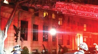 Crews are at the scene of an apartment fire that sent three Boston firefighters to the hospital.