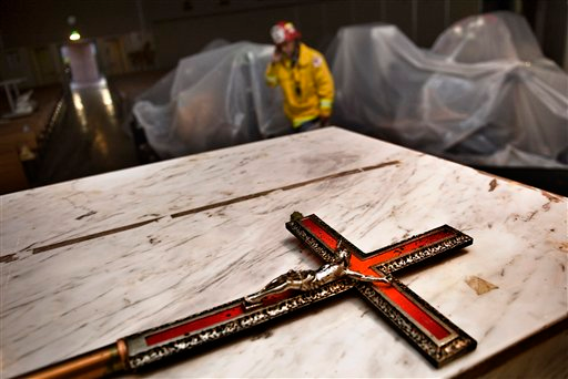 Firefighters saved the sanctuary from major damage and were able to cover up many of the sanctuary's contents with protective plastic.