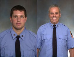 Firefighter Robert Wiedmann, left, and Firefighter James Gersbeck, both from Rescue 2.