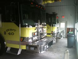 Apparatus from the Bowers Fire Company are ready for the next run.