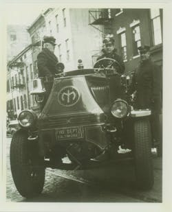 The 1930 photo shows members of Baltimore City, MD, Fire Department Engine 3 in front of their quarters on Lombard Street. The 1930 photo shows members of Baltimore City, MD, Fire Department Engine 3 in front of their quarters on Lombard Street.