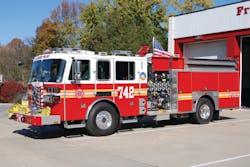 The Elizabethtown Fire Company in Lancaster County, PA, designed this Sutphen pumper with many safety components, including a reinforced front bumper, LED lighting, a low rear hosebed and a down-view mirror. Careful planning results in apparatus that meets the needs of the response area. The Elizabethtown Fire Company in Lancaster County, PA, designed this Sutphen pumper with many safety components, including a reinforced front bumper, LED lighting, a low rear hosebed and a down-view mirror. Careful planning results in apparatus that meets the needs of the response area.