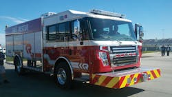 Rosenbauer unveiled its Commander cab and chassis at Texas Motor Speedway in Fort Worth for an assessment by fire service professionals. Rosenbauer unveiled its Commander cab and chassis at Texas Motor Speedway in Fort Worth for an assessment by fire service professionals.