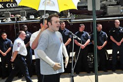 Sgt. Kevin O'Toole is seen after leaving Burn Unit of Medstar Washington Hospital on April 20. Sgt. Kevin O'Toole is seen after leaving Burn Unit of Medstar Washington Hospital on April 20.